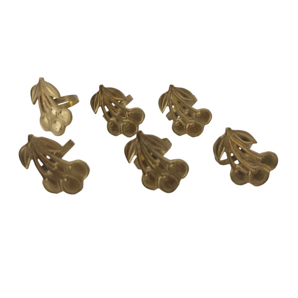 Cherry Leaf Napkin Rings Gold Tone Set of 6 Dining Home Thanksgiving